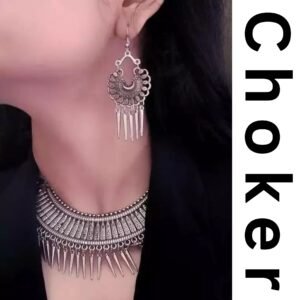 grabwhole Oxidised Silver Silver, Black Jewel Set (Pack of 1)