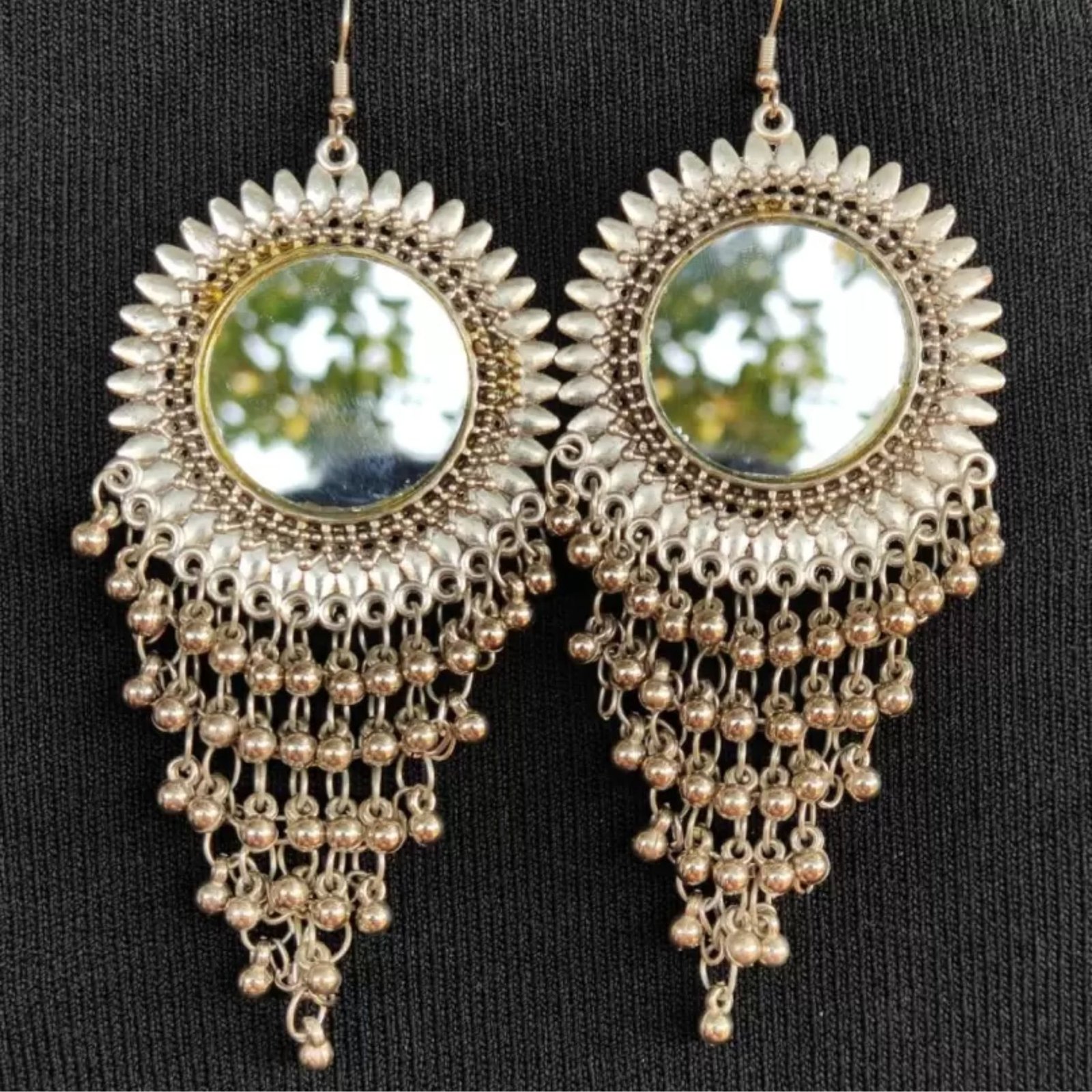 Grabwhole Trendy Oxidised Silver Circle Earrings for Office, Party, Wedding