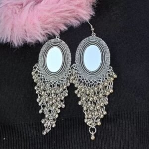 grabwhole Oxidised Silver Oval Earring for Women & Girls