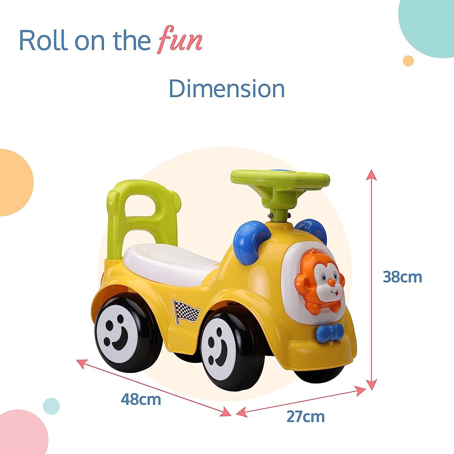 Kid's Ride-On Car: Music, Steering Horn, Backrest, Safety Guard, Storage, Big Wheels (1-3 Years, Up to 25 kg) - Image 7