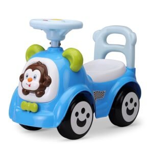 Kid's Ride-On Car: Music, Steering Horn, Backrest, Safety Guard, Storage, Big Wheels (1-3 Years, Up to 25 kg) - Blue