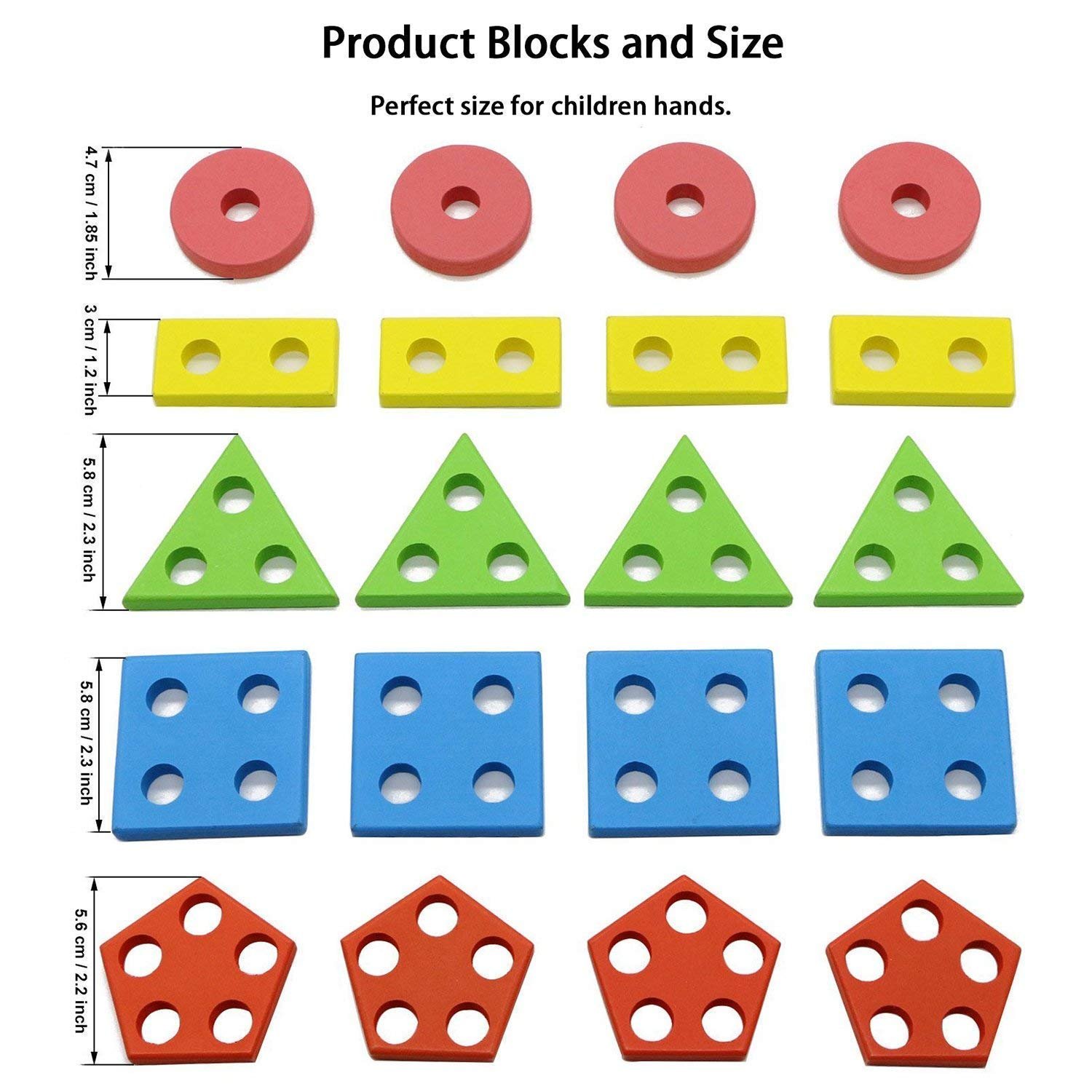 Wooden Geometric Shape Stacker Puzzle (26 pieces) - Image 3