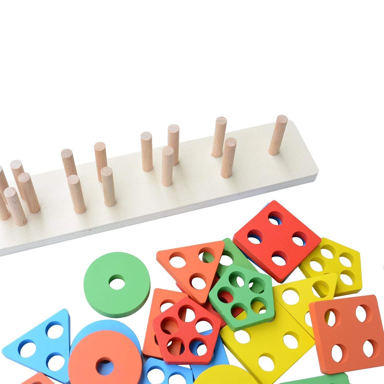 Wooden Geometric Shape Stacker Puzzle (26 pieces) - Image 4