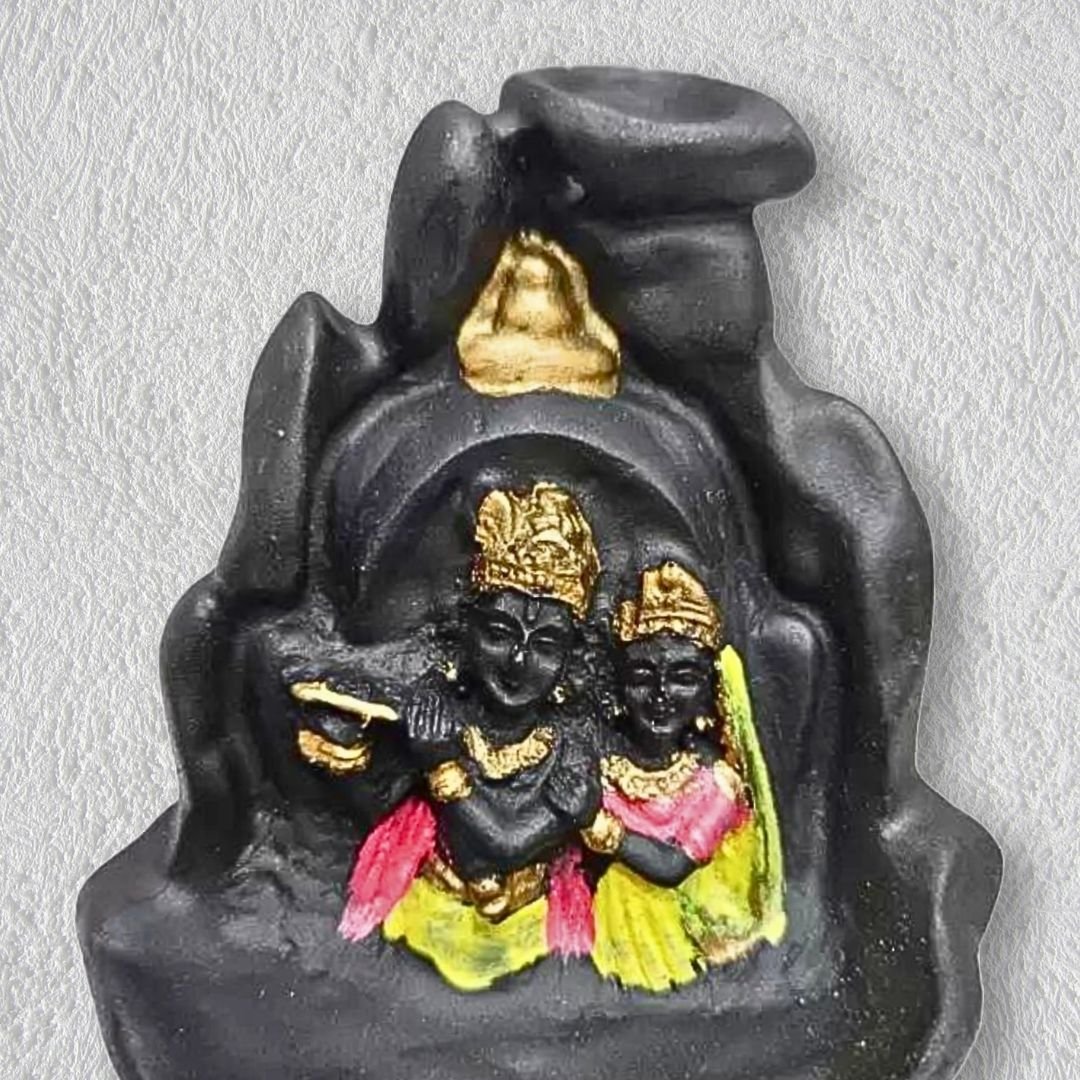 Shree Radha Krishna Smoke Fountain Backflow Incense Holder with 10 Free Cones – Polyresin Waterfall Showpiece (Multicolor, 8x9x10 cm) - Image 3