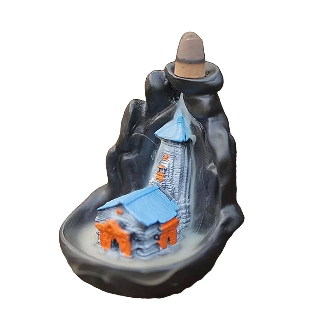 Shree Kedarnath Dham Smoke Fountain Backflow Incense Holder with 10 Free Cones – Polyresin Waterfall Showpiece (Multicolor, 8x9x10 cm) - Image 5
