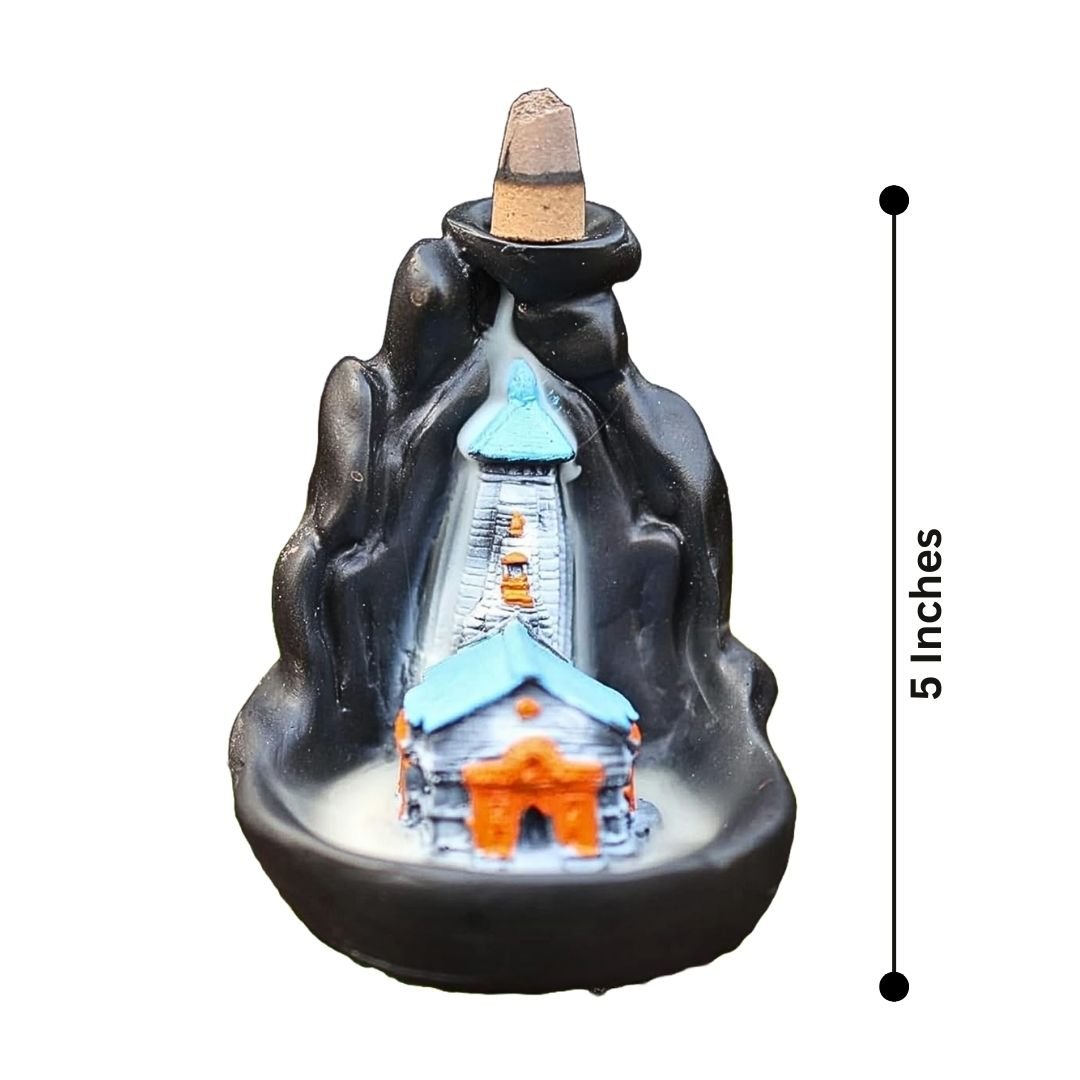 Shree Kedarnath Dham Smoke Fountain Backflow Incense Holder with 10 Free Cones – Polyresin Waterfall Showpiece (Multicolor, 8x9x10 cm) - Image 4
