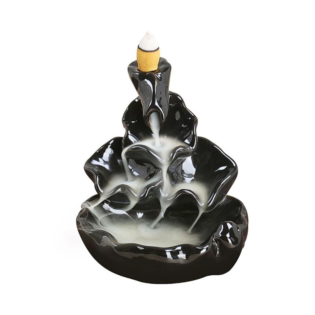 Big Smoke Fountain Backflow Incense Burner with 10 Free Scented Cones – Waterfall Smoke Jharna Holder for Home, Office & Meditation Decor – Black - Image 5