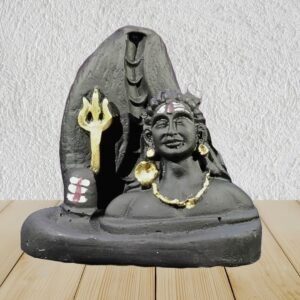 Shiv Shankar Smoke Fountain Backflow Incense Holder with 10 Free Cones – Polyresin Showpiece (Multicolor, 8x9x10 cm)