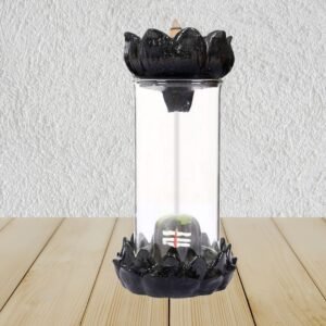 Ceramic Shivling Backflow Smoke Fountain Incense Burner with 10 Cones – Lord Shivling Dhoop Holder for Meditation & Home Decor (Black)