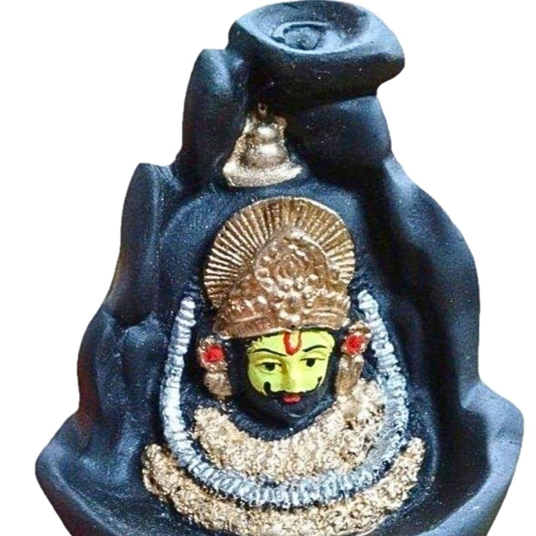 Shree Khatu Shyam Ji Smoke Fountain Backflow Incense Holder with 10 Free Cones – Polyresin Waterfall Showpiece (Multicolor, 8x9x10 cm) - Image 2