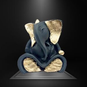 Ganesha Idol Showpiece for Home Decor & Car Dashboard – Golden Black Decorative Ganesh Statue (3.5")