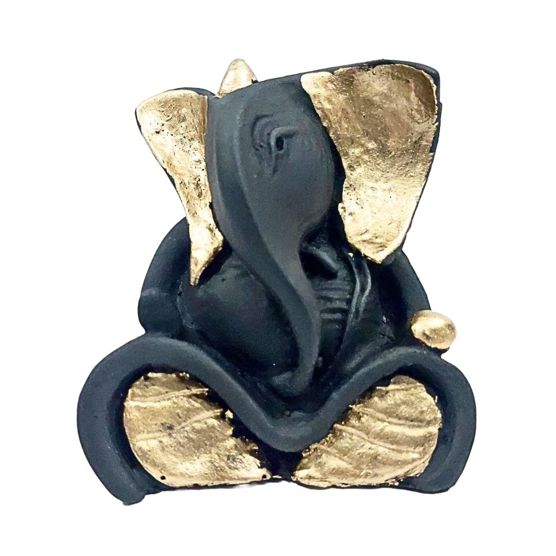 Ganesha Idol Showpiece for Home Decor & Car Dashboard – Golden Black Decorative Ganesh Statue (3.5") - Image 6