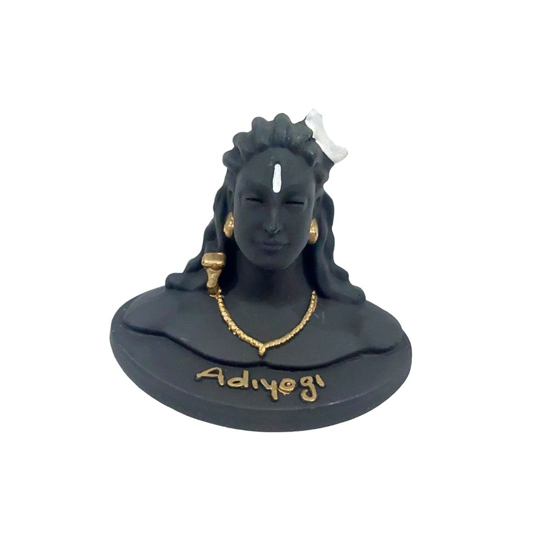 Adiyogi Lord Shiva Statue with Rudraksh Mala – Resin Idol for Car Dashboard, Home Decor & Pooja – Mahadev Murti Gift for Shivratri & Office Decor (Matte Black) - Image 2