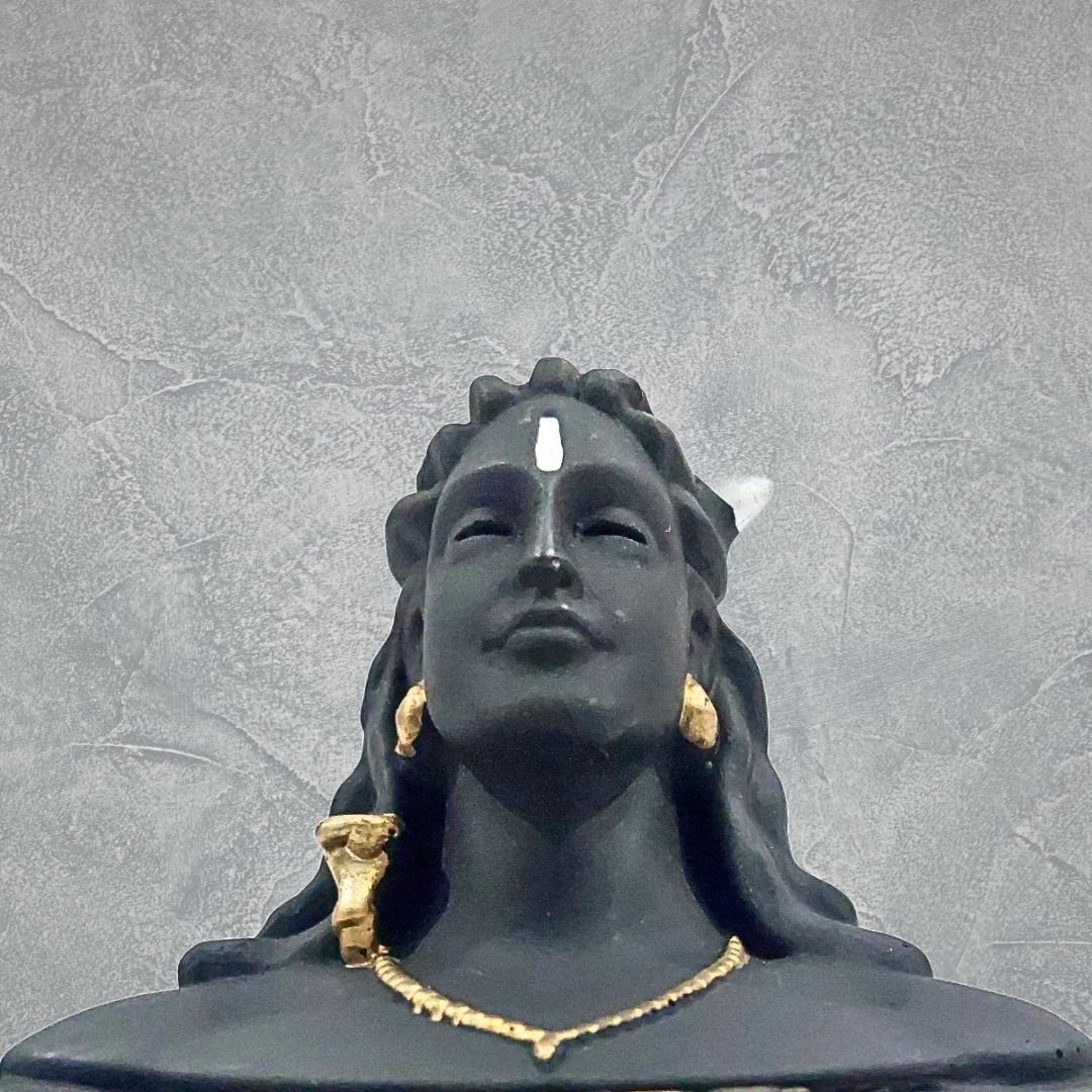 Adiyogi Lord Shiva Statue with Rudraksh Mala – Resin Idol for Car Dashboard, Home Decor & Pooja – Mahadev Murti Gift for Shivratri & Office Decor (Matte Black)
