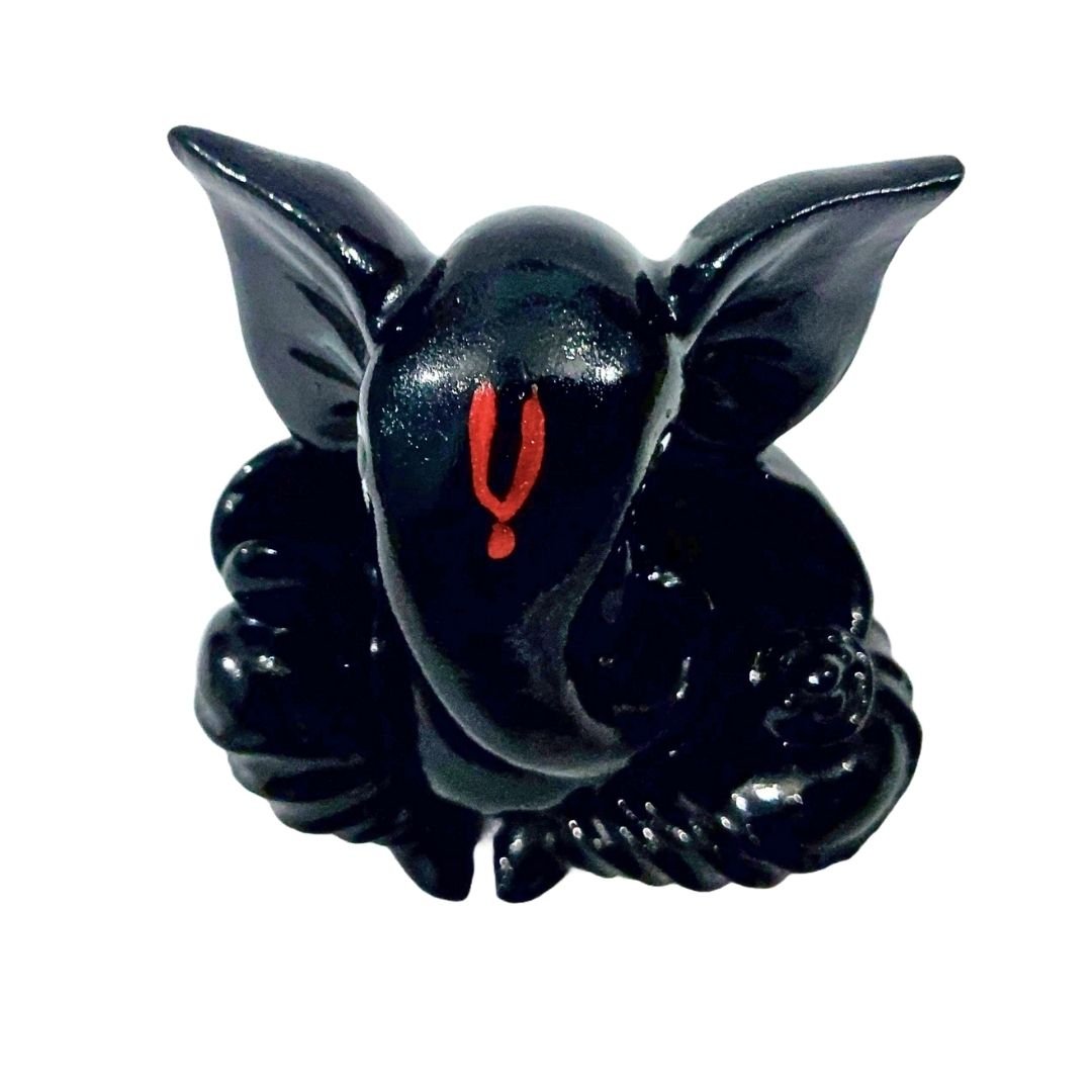 Glossy Black Meditating Ganesha Idol for Car Dashboard, Home Decor & Gift – 2.6” PolyMarble Showpiece - Image 3