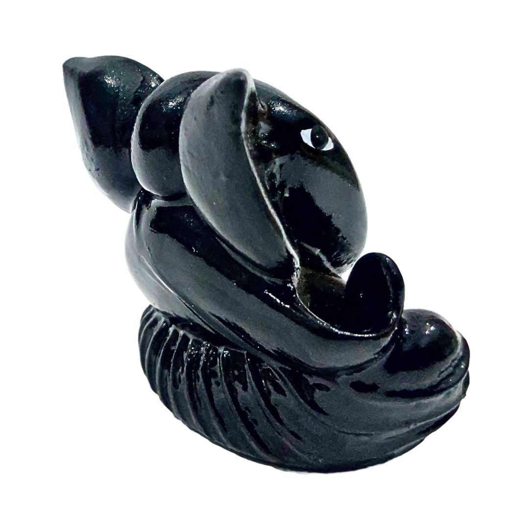 Glossy Black Meditating Ganesha Idol for Car Dashboard, Home Decor & Gift – 2.6” PolyMarble Showpiece - Image 2