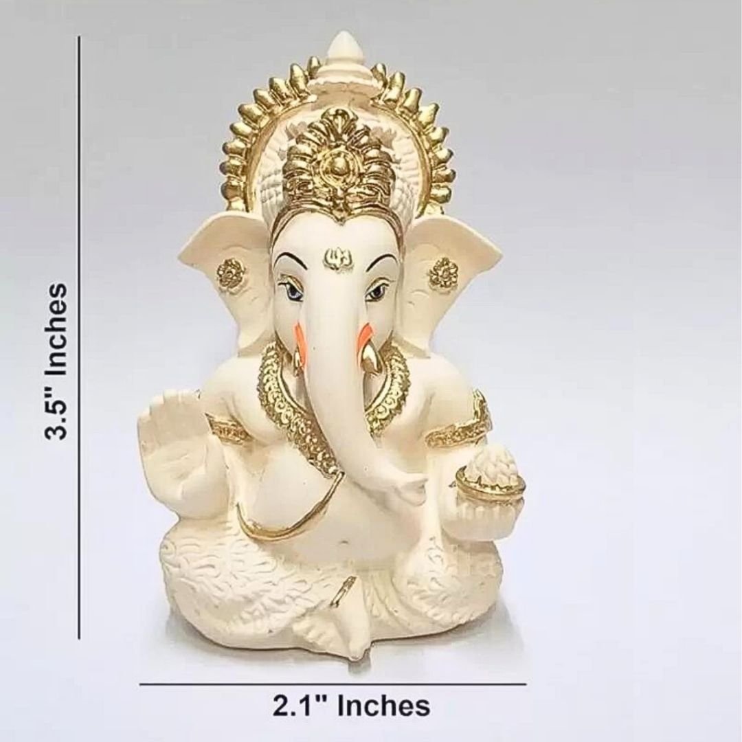Golden Crown Ganesha Idol, 3.5 Inches - Image 4