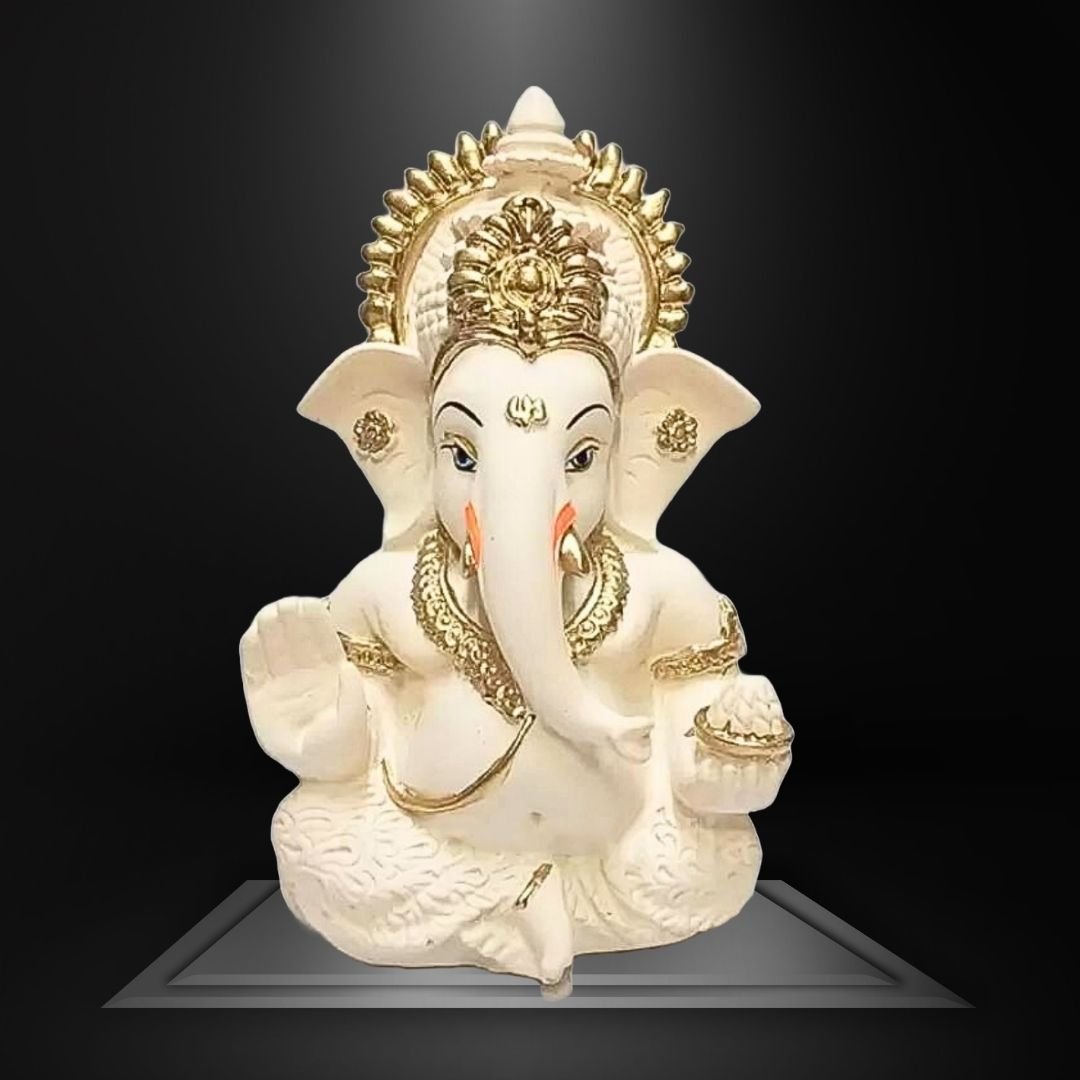 Golden Crown Ganesha Idol, 3.5 Inches - Image 3