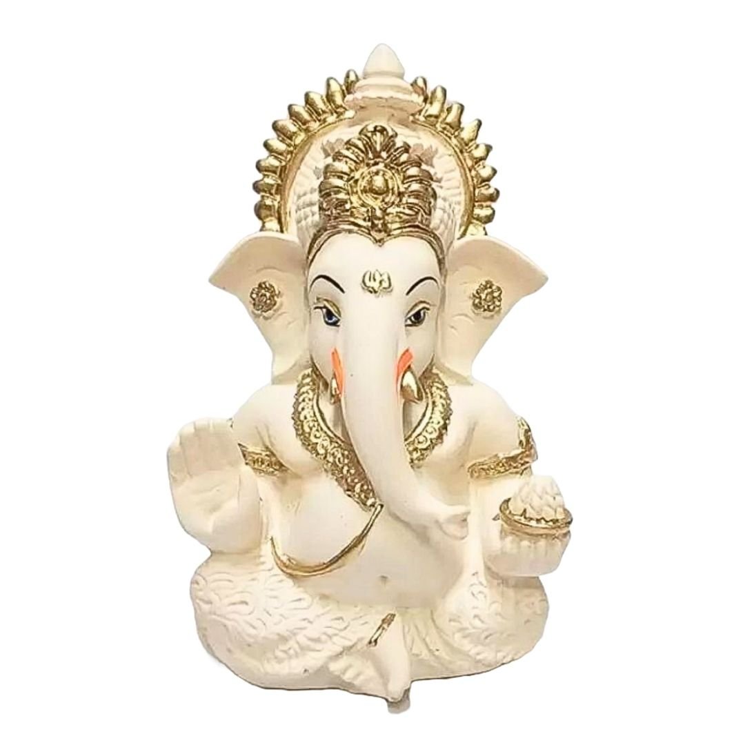 Golden Crown Ganesha Idol, 3.5 Inches - Image 2
