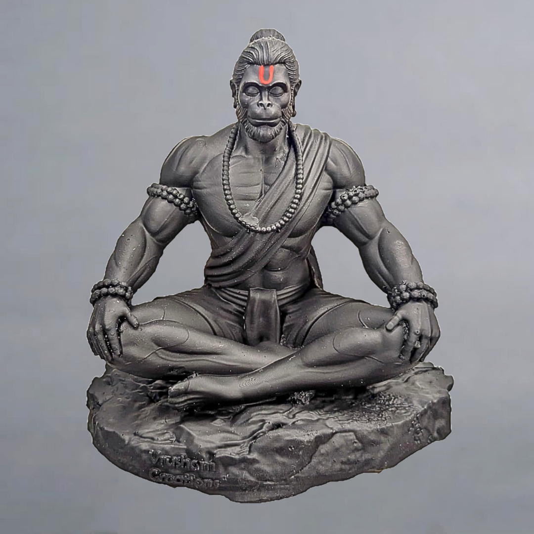 Black Matte Hanuman Idol for Car, Home & Office – Bajrang Bali Murti for Protection, Peace & Prosperity
