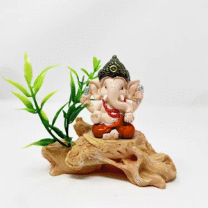 Ivory Ganesha Idol on Tree Branch for Car, Home Temple & Office – Ganpati Murti for Good Luck & Prosperity