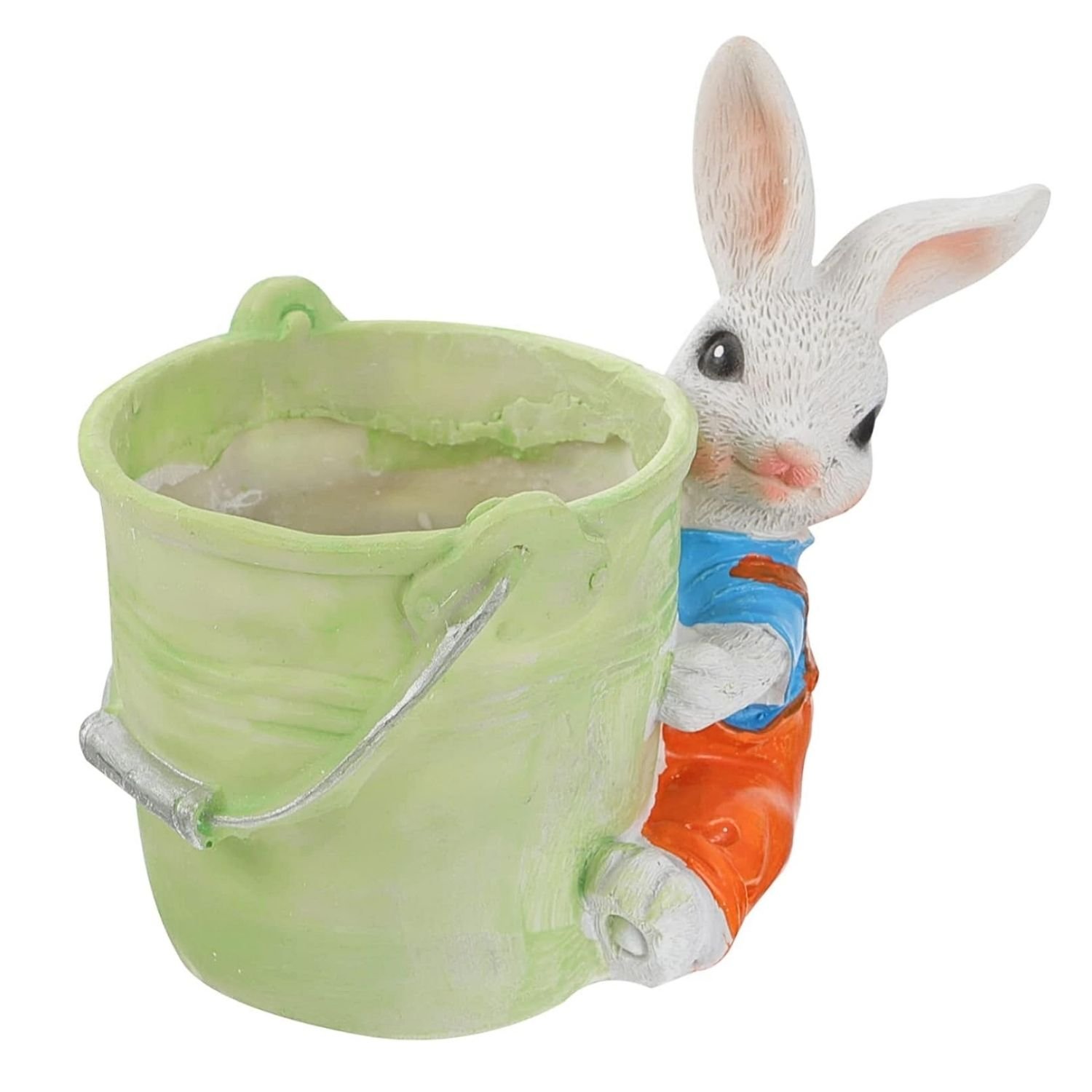 Cute Rabbit with Basket Indoor Planter Pen Holder