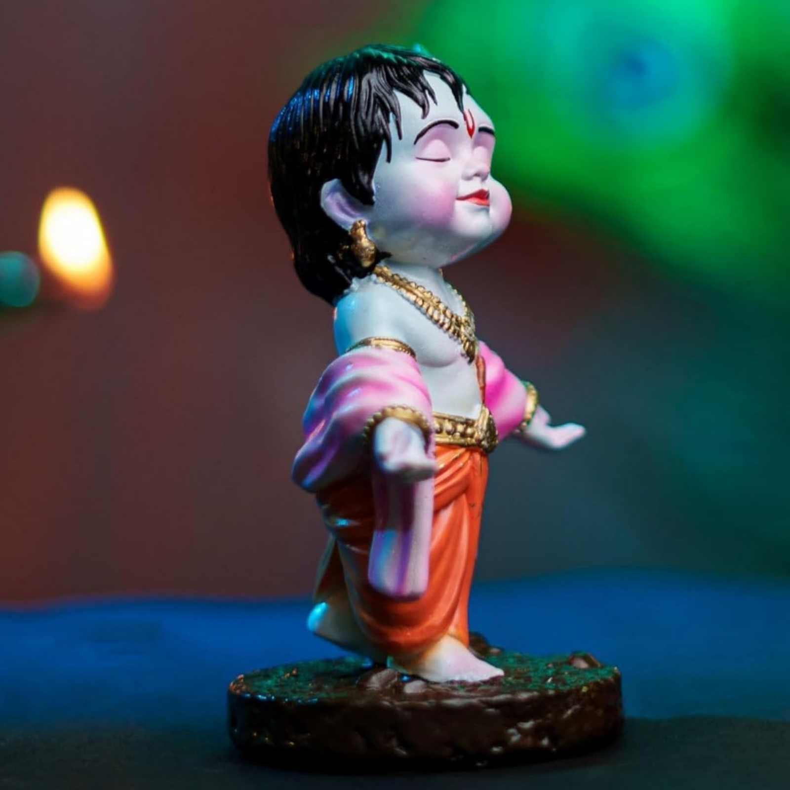 Cute Little Krishna Statue Blue - Image 2