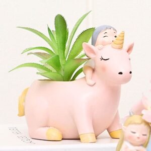 Pink Cute Unicorn with Little Girl, 5 Inches