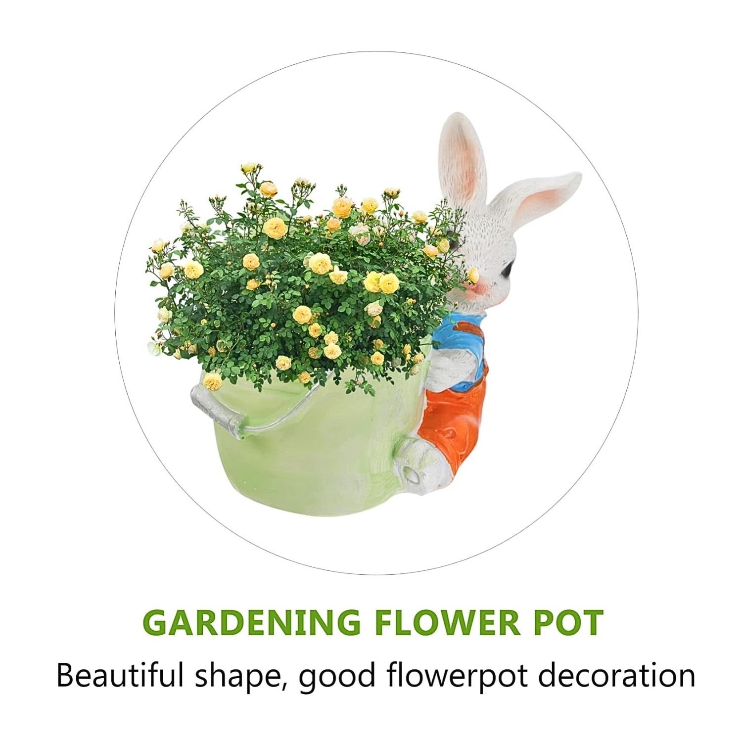 Cute Rabbit with Basket Indoor Planter Pen Holder - Image 4