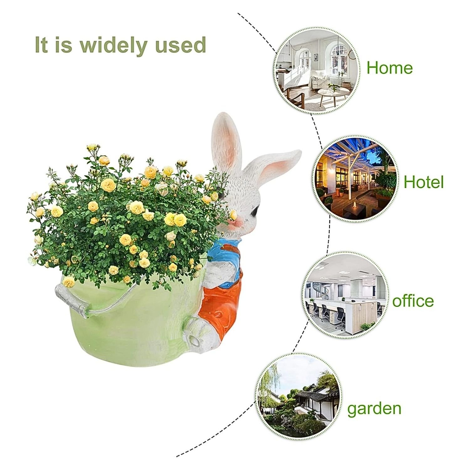 Cute Rabbit with Basket Indoor Planter Pen Holder - Image 3