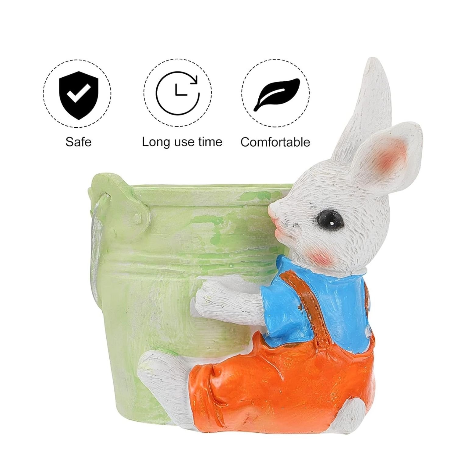Cute Rabbit with Basket Indoor Planter Pen Holder - Image 2