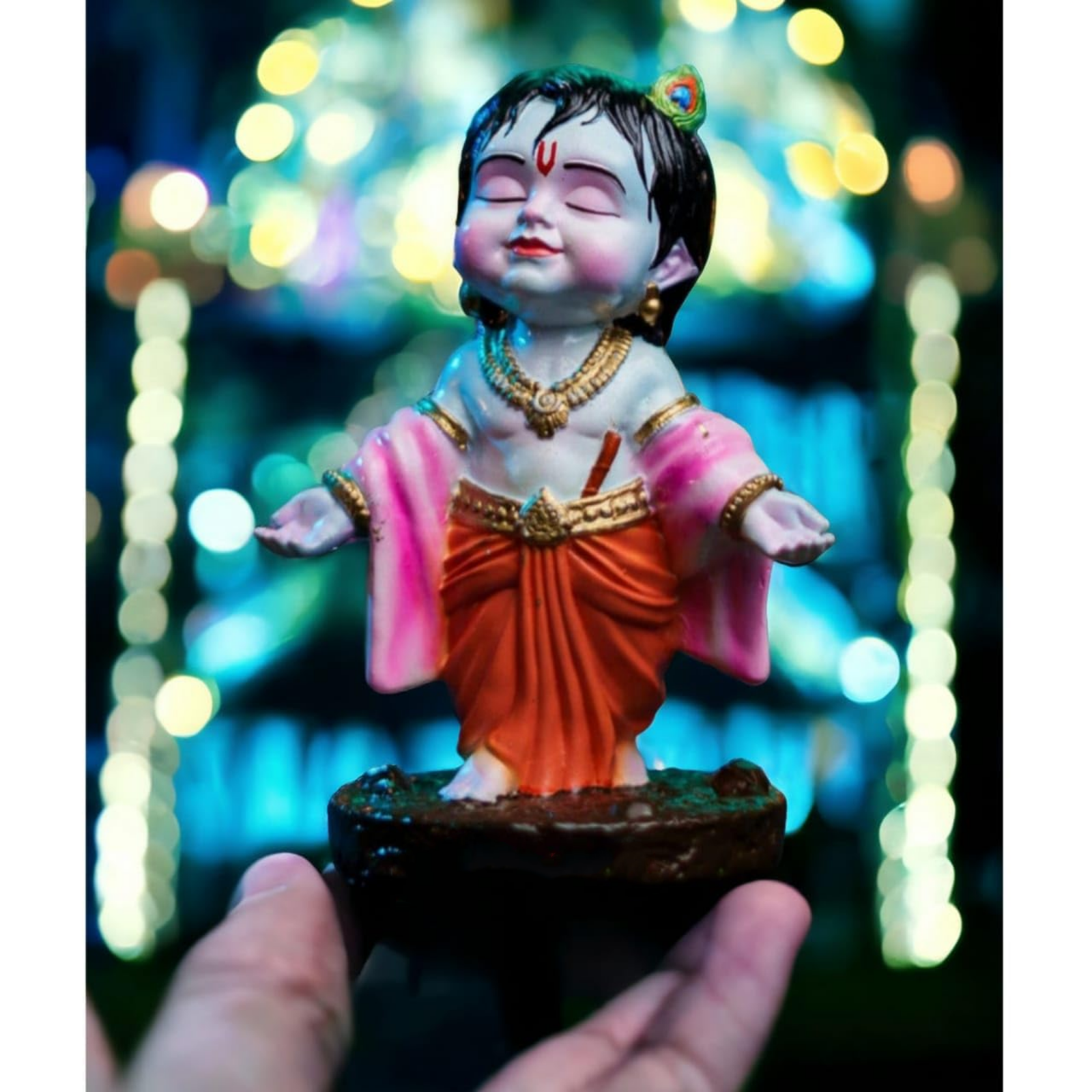 Cute Little Krishna Statue Blue - Image 4