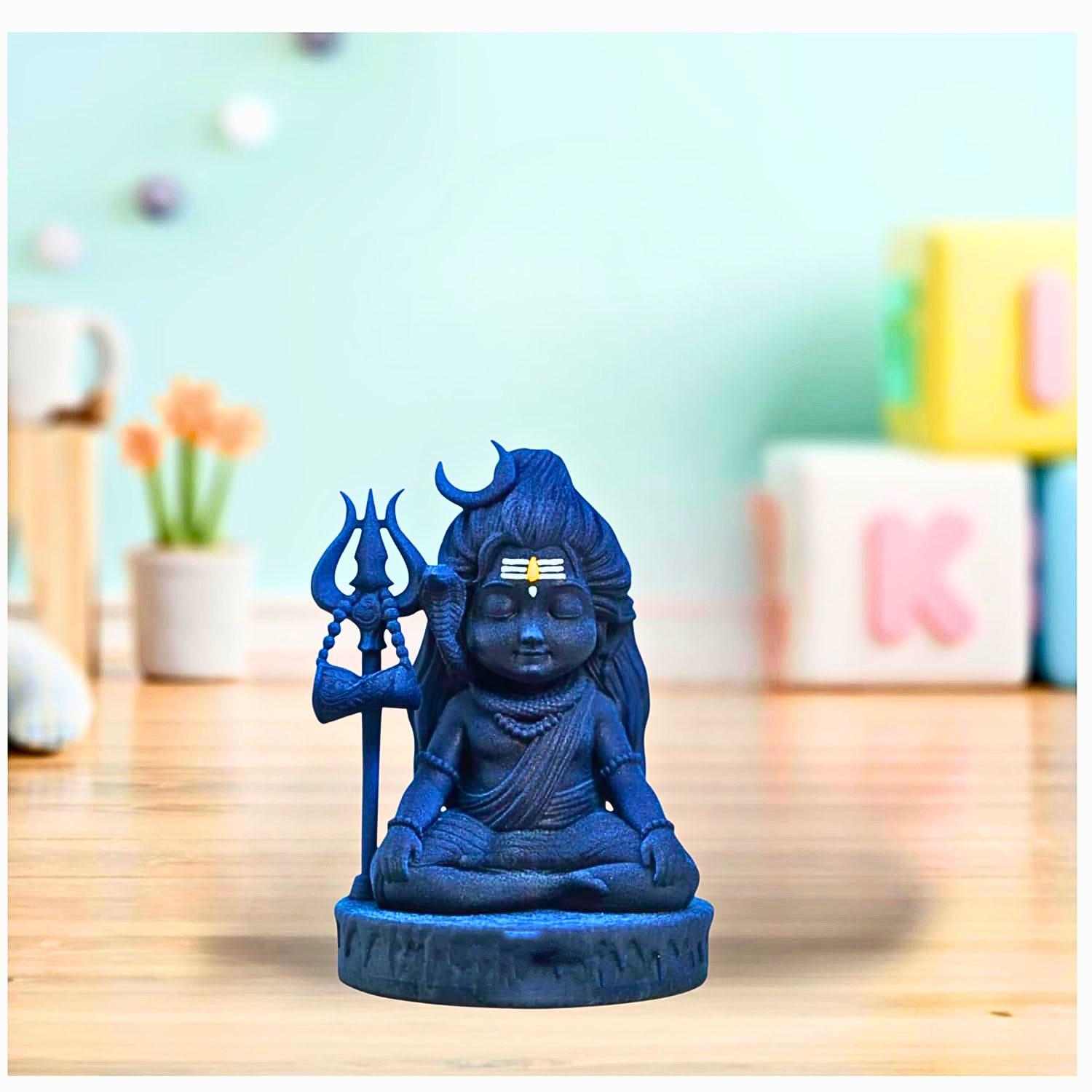 Baal Shiva Idol for Car & Home – Handcrafted Resin Statue (2 Inch, Antique Blue) - Image 3