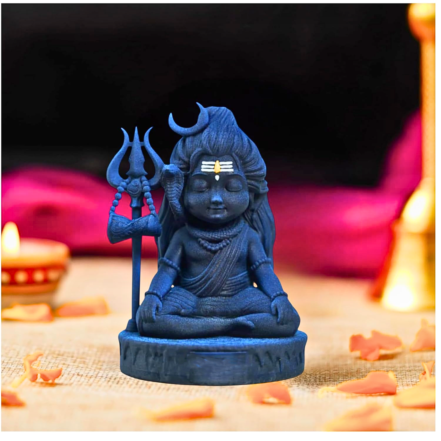 Baal Shiva Idol for Car & Home – Handcrafted Resin Statue (2 Inch, Antique Blue)
