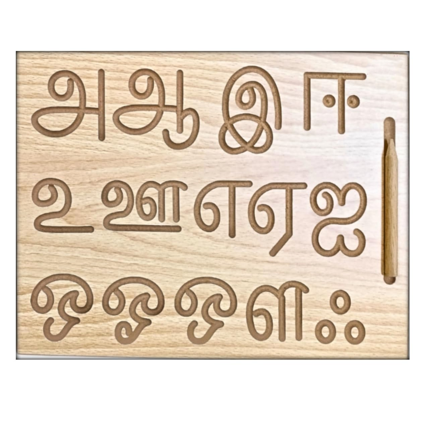 Wooden Alphabet Tracing Board for Kids – Reversible, Educational, Non-Toxic (Tamil consonants and vowels) - Image 4