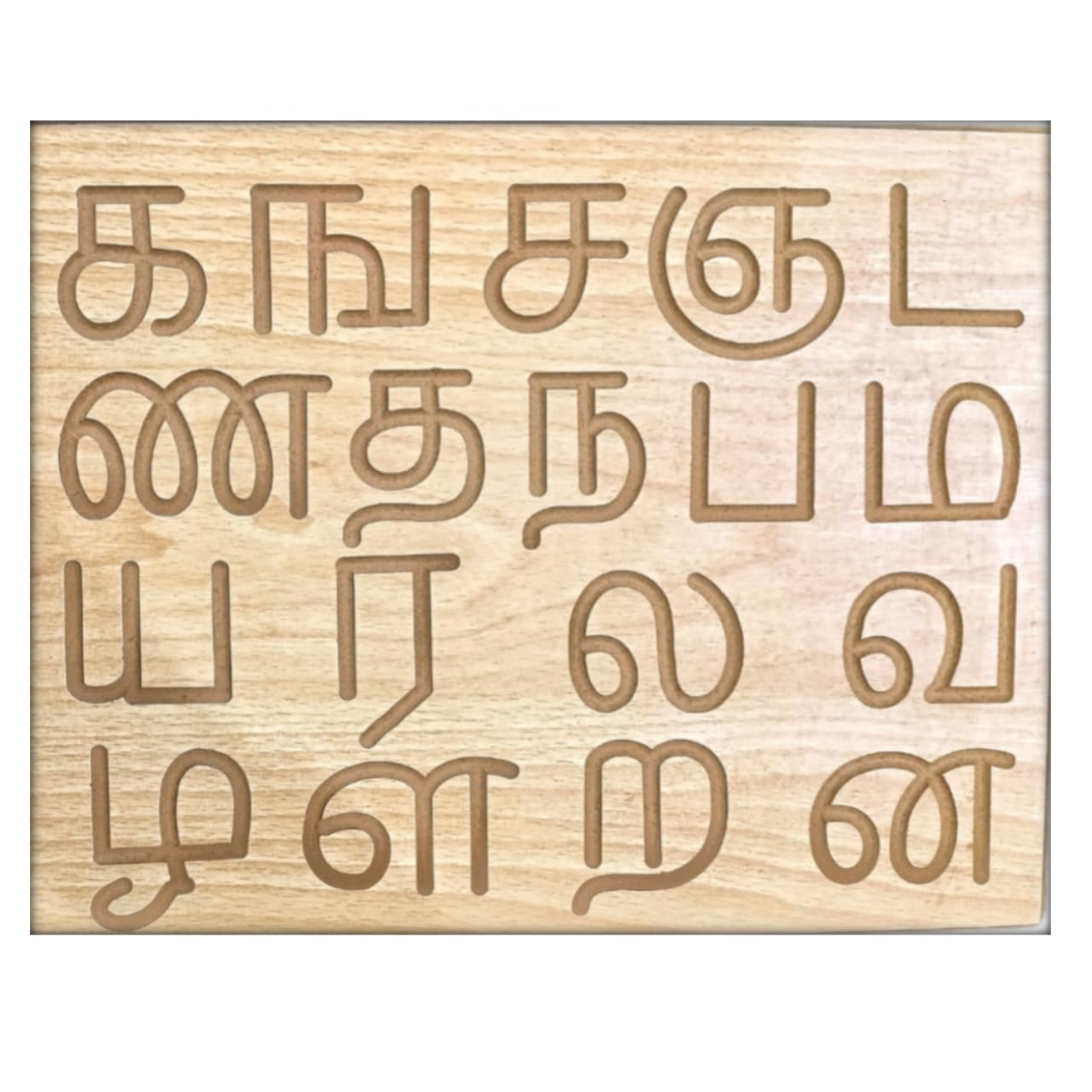 Wooden Alphabet Tracing Board for Kids – Reversible, Educational, Non-Toxic (Tamil consonants and vowels) - Image 2