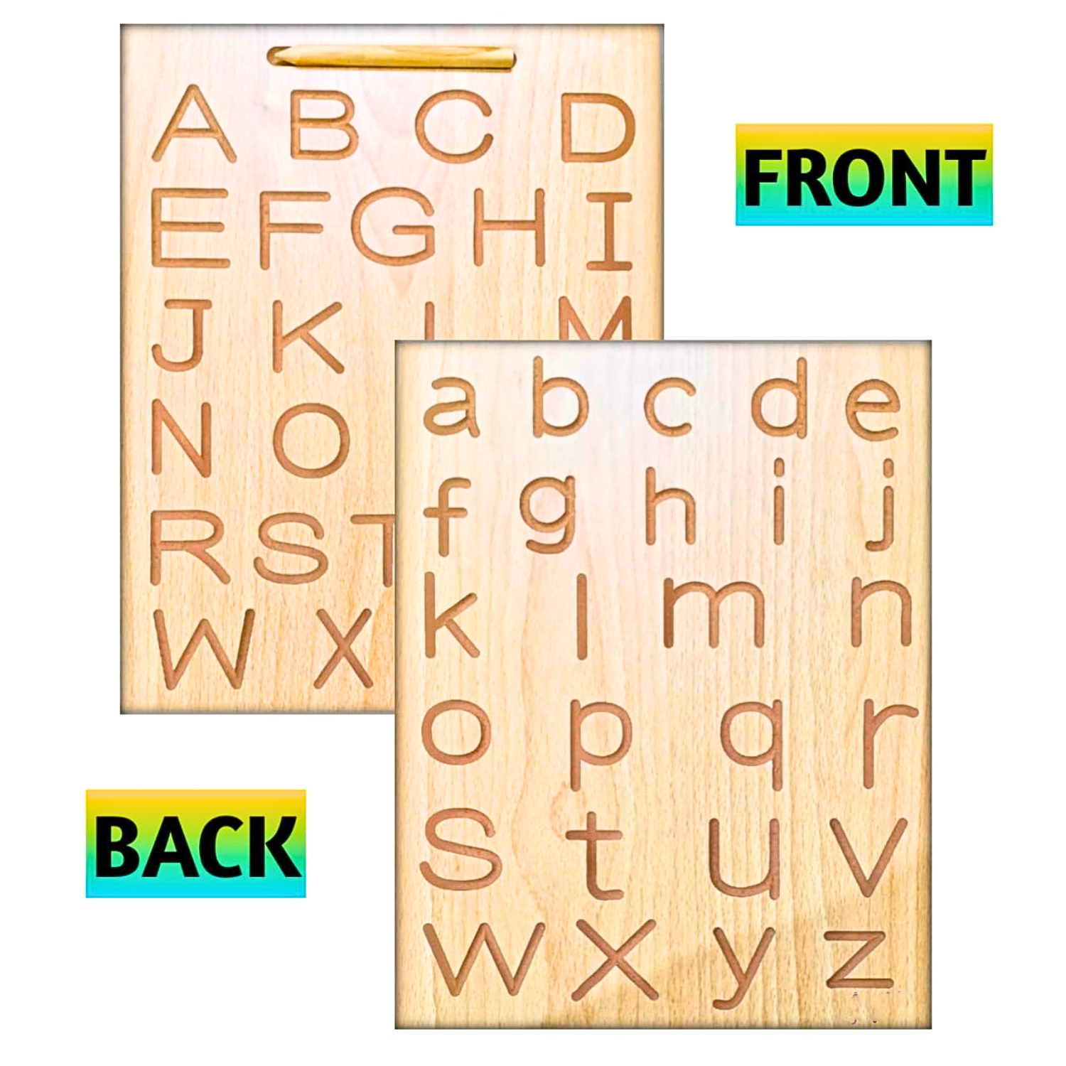Wooden Alphabet Tracing Board for Kids – Reversible, Educational, Non-Toxic (Abc Upper & Lower Case) - Image 5