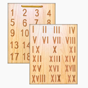 Wooden Alphabet Tracing Board for Kids – Reversible, Educational, Non-Toxic (Number & Roman Counting 1-20)