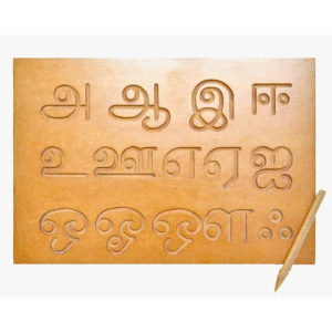 Wooden Tracing Board for Tamil Vowels Letter Letter with Dummy Pencil – Educational Writing Toy for Kids (Made in India)