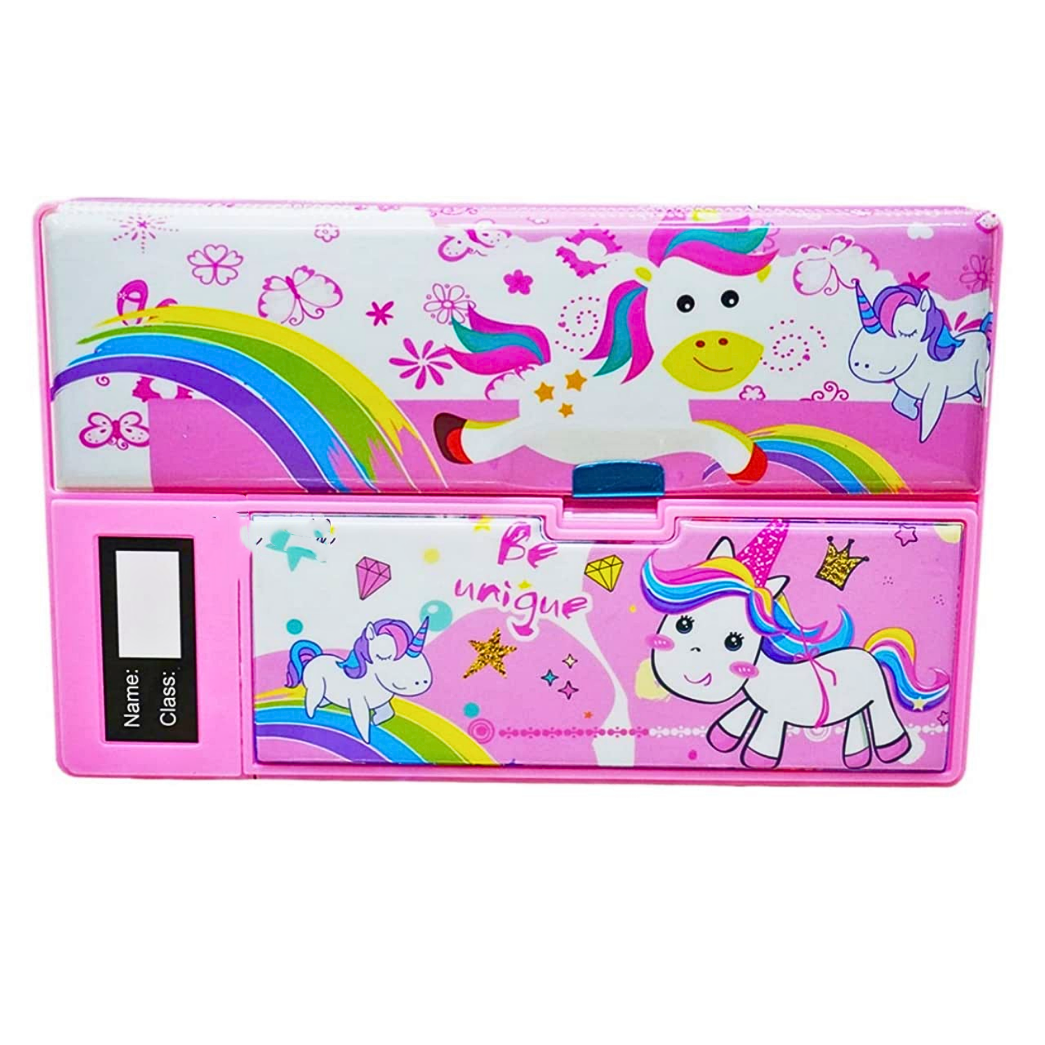 Unicorn Jumbo Double-Sided Geometry Pencil Box with Calculator – Magnetic Closure for Kids - Image 4