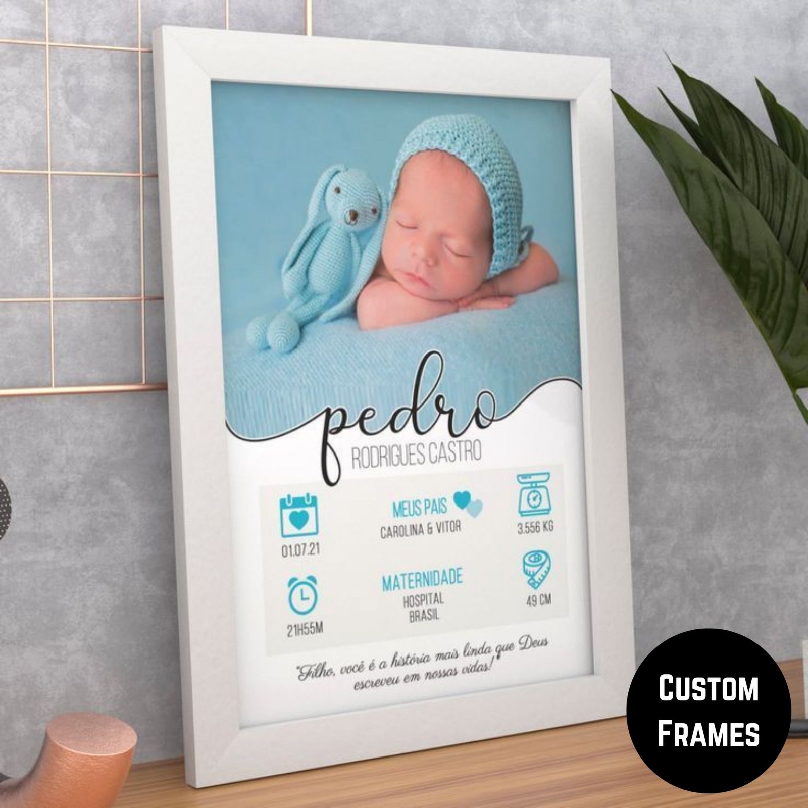 Personalised New Born baby Photo Frame with Birth Details - Image 4