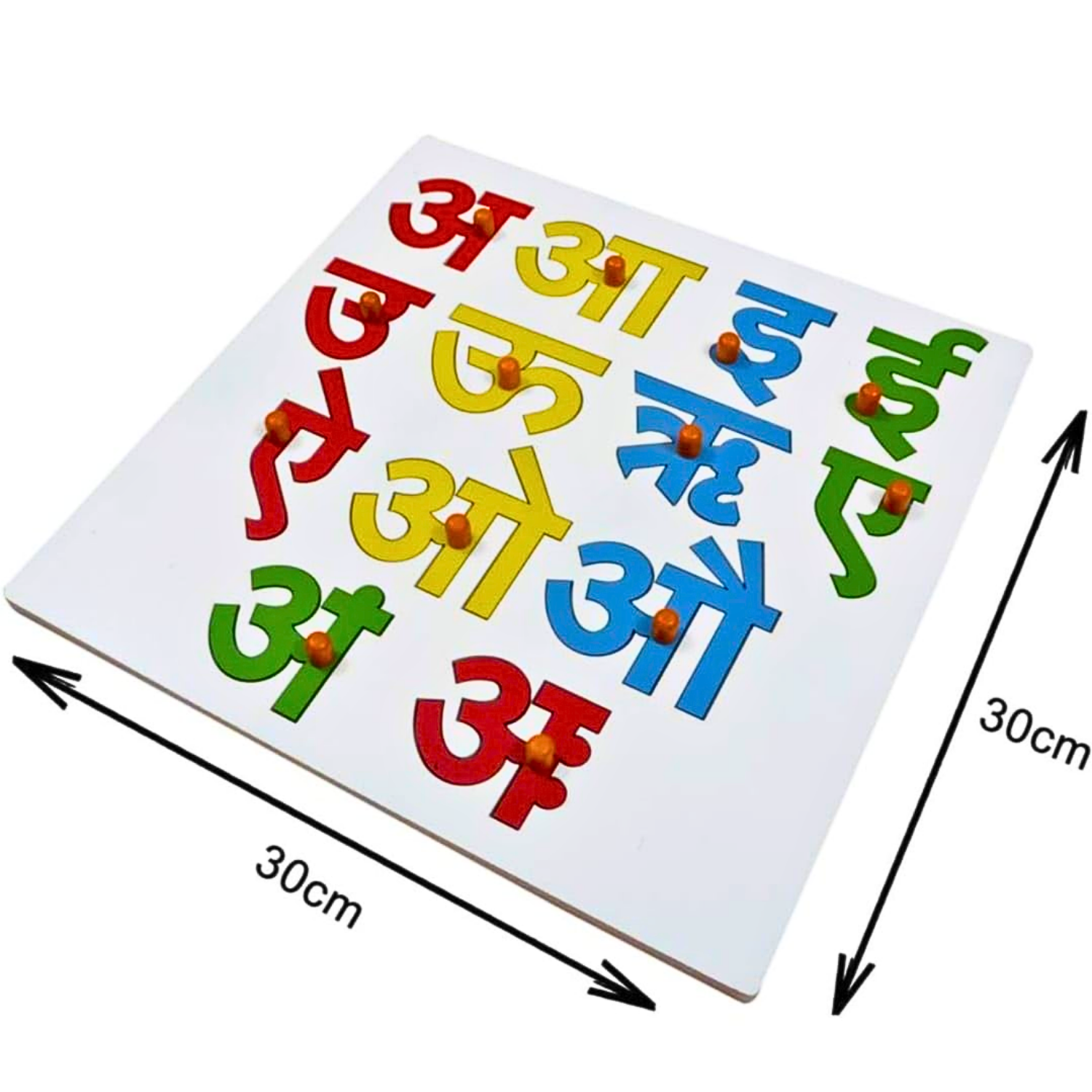 Hindi Varnamala Wooden Puzzle Tray with Knobs – Educational Toy for Kids (Vowels) - Image 4