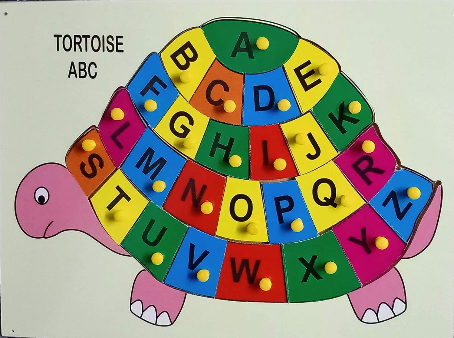 ABC Tortoise Wooden Puzzle Board with Knobs – Alphabet Learning Toy for Toddlers (2+ Years, Made in India)