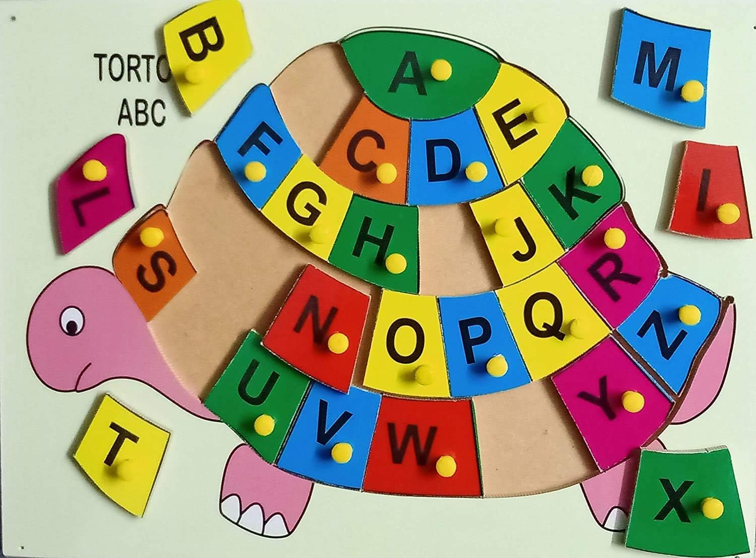 ABC Tortoise Wooden Puzzle Board with Knobs – Alphabet Learning Toy for Toddlers (2+ Years, Made in India) - Image 2