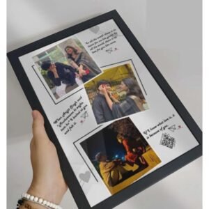 Personalized Couple Photo Frame with Romantic Quotes & QR Code | Custom Love Story Frame Gift for Anniversary, Valentine & Birthday