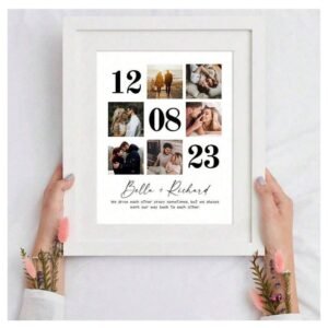 Personalized Couple Photo Frame with Special Date & Names | Romantic Anniversary Gift | Custom Love Collage for Husband, Wife, Girlfriend, Boyfriend